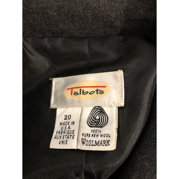 Talbots Women Plus 100% Wool Jacket Gray Pocket Full Zip Closur Clueless Preppy - Picture 6 of 10